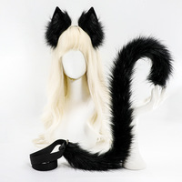 Ensemble oreilles et queue de chat en peluche, bandeau oreilles de chat, queue de renard, accessoire complet pour costume de cosplay, performance scénique