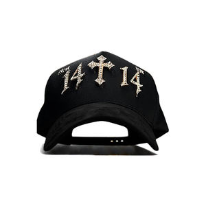 Oem <span class=keywords><strong>Custom</strong></span> 5 Paneel Een Frame Barbas Hoed X Rijk Het Kind Brede Rand Suède <span class=keywords><strong>Trucker</strong></span> Hoed Strass Chroom Baardhoeden Rijk - Product Image 4