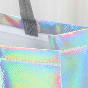 Bán buôn tùy chỉnh in tái chế tái sử dụng Holographic Bạc PP nhiều lớp không dệt Tote mua sắm túi - Product Image 6