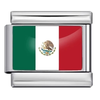 Breloques drapeaux italiens en argent en gros, breloques drapeaux connectées en acier inoxydable pour bracelets, vente en gros pour la fabrication de bijoux DIY