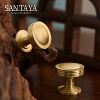 Poignées Santaya en laiton brossé massif pour armoires de cuisine, boutons de tiroir de chambre à coucher, poignée de meuble en bronze