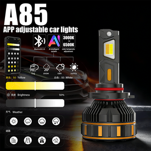 Faros LED para <span class=keywords><strong>Auto</strong></span> A85 H4 H1 H7 H11 con Control por Aplicación, Doble Tubo de Cobre, 200W, Tricolor, Canbus, Ventilador de Alta Velocidad, Luz Alta y Baja - Product Image 1