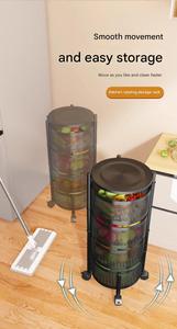 Carrello da <span class=keywords><strong>cucina</strong></span> a 5 strati con ruote portabottiglie per frutta e verdura portabottiglie portaoggetti rotanti scaffali - Product Image 4