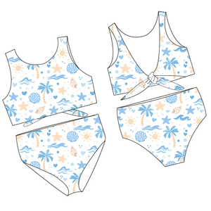 Nuovo Set Costume da Bagno Estivo per Ragazze con Stampa Spiaggia, Pantaloncini da Spiaggia alla Moda, Bikini a 2 Pezzi Senza Maniche per Ragazze Adolescenti - Product Image 4