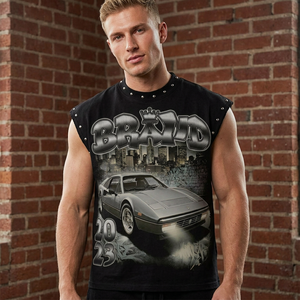 Trending Men's Vest Cotton Singlets Washed Tank Top Distressed Knitted Vintage Washed <b>Sleeveless</b> <b>T</b>-<b>Shirt</b> Tank Top for Unisex - Product Image 5
