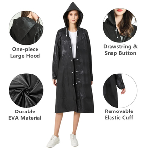 Raincoat EVA Disposable <b>Rain</b> <b>Poncho</b> with Elastic Cuff Waterproof Lightweight Adult Raincoats - Product Image 4
