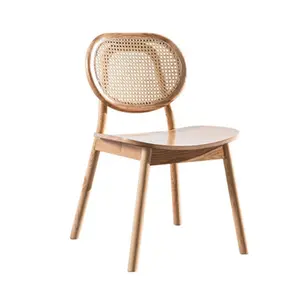 無垢材の椅子籐スツールホームレトロミニマリストとモダンなカフェラウンジチェアダイニングチェア