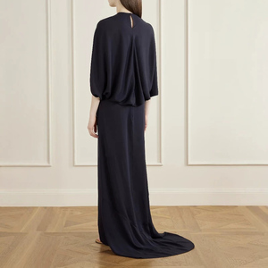 Robe de soirée élégante en soie pour femmes, robe cintrée à la taille plissée, robe de soirée formelle de luxe - Product Image 4
