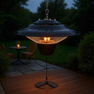 Calentador Eléctrico Infrarrojo Colgante para Patio, 1500W, Protección IP34, Forma de Domo de 23.6 Pulgadas, Uso en Interiores y Exteriores - Product Image 2