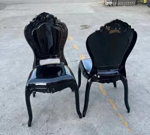Kiralama mobilya istiflenebilir toptan yeni stil düğün dekorasyon plastik siyah hayalet sandalye bella sandalye