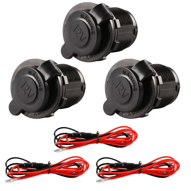 12-24V Waterproof Portable Wireless Charger SD Card Connection Cigarette Lighter AUX Port for Car Motorcycle Marine ATV RV Power