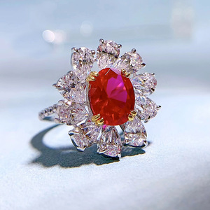 Роскошные женские серебряные красные кольца S925 с сокровищами, 8*10 овальной формы в стиле ретро, изысканные украшения - Product Image 5