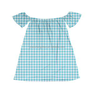 Wholesale Women&amp;kids Hawaiian Plaid Print Off-shoulder Elasticated <strong>Dress</strong> Milk Silk Mommy and <strong>Me</strong> <strong>Mini</strong> Loose <strong>Dresses</strong> - Product Image 2