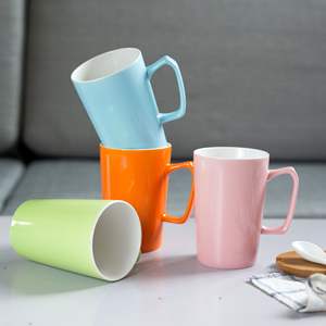 Colorful Ceramic <b>Mug</b> Single Piece Solid Color Handle Design For Coffee Tea Gift Use HB 007 - Product Image 2