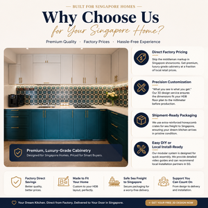 Armoires <span class=keywords><strong>de</strong></span> cuisine modulaires RTA en contreplaqué sur mesure, style Shaker bicolore, résistantes à l'humidité, BALOM, pour les meubles <span class=keywords><strong>de</strong></span> condos HDB <span class=keywords><strong>de</strong></span> Singapour - Product Image 3