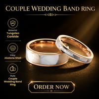 Bague en tungstène or rose 8 mm 4 mm avec incrustation invisible de coquille d'ormeau pour homme et femme, alliance de fiançailles et de mariage pour couples