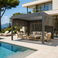 Moderne Wirtschaftliche Aluminium Motorisierte Lamellen-Pergola UPF 50+ UV-Blockierend Wasserdicht Umweltfreundlich Naturbelassen Windbeständig Balkon
