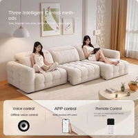 Französisches Chenille Dreisitzer Lawrence Elektrisches Funktionssofa Ausziehbares Stoffsofa Wohnzimmer Zero-Wall Verstellbare Rückenlehne