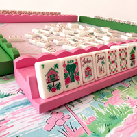 Juego de Mahjong de Lujo California Palm Royale Tropical Beach 2026, 160 Fichas Acrílicas en Capas, Mahjong Americano