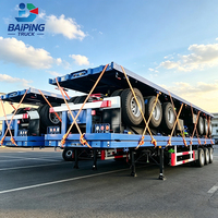 Semi-remorque à plateau plat 3 essieux 40 pieds, remorque à plateforme robuste pour le transport de conteneurs, palettes en acier et marchandises