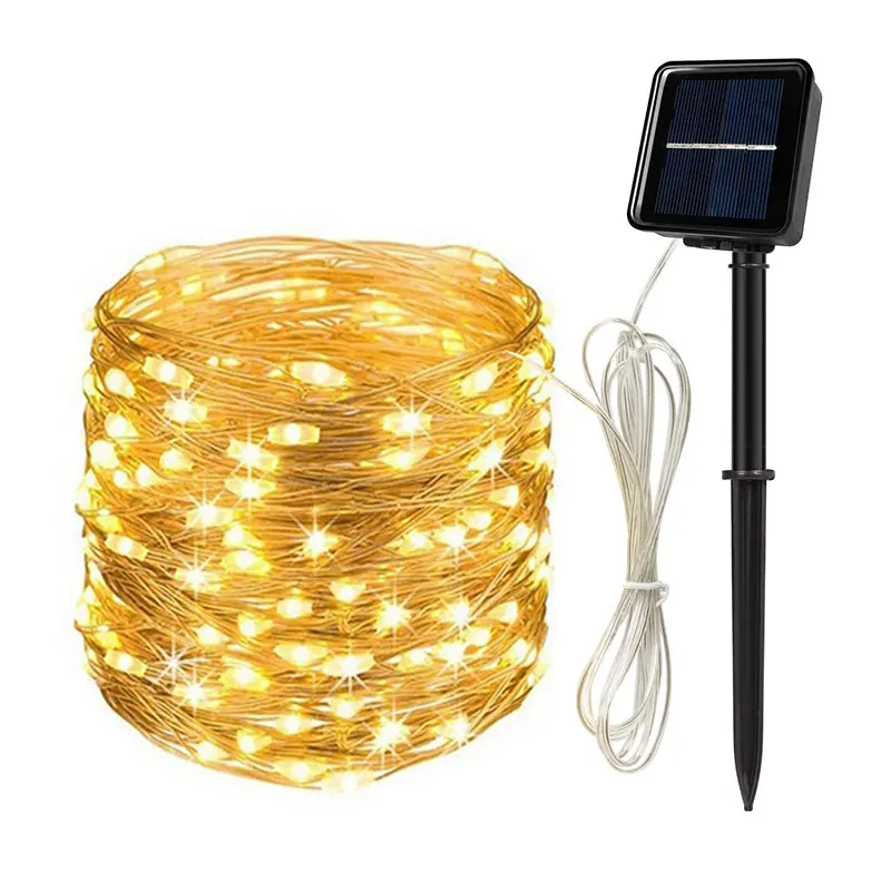 33ft 100 LED Solar Fairy String Lights 8 Modes Copper Wire Mini Solar Powered Light for Patio Garden Tree Party Yard Decoration