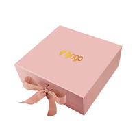 Boîte pliante magnétique en carton rose personnalisée, boîte à bijoux pliable de luxe, emballages magnétiques