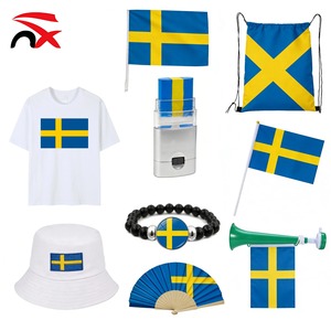 Ensemble de supporters de l'équipe de football suédoise 2026 : drapeau national, drapeau à main, collier <span class=keywords><strong>carte</strong></span>, porte-clés, épinglette, t-shirt – Campagne Mondial de Football - Product Image 1