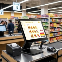 Terminal de point de vente personnalisé 15,6 pouces, écran tactile 10 points, 4G, 128 Go, tout-en-un pour caisse enregistreuse