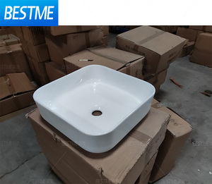 Lavabo d'art de main de porcelaine blanche moderne au-dessus du comptoir évier artistique de Lavabo de table d'hôtel pour l'application sanitaire de salle de bains - Product Image 6