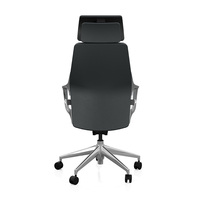 Chaise de bureau exécutive ergonomique moderne en cuir Napa italien gris carbone avec accoudoirs fixes en mousse PU pour usage domestique et professionnel, modèle Présidentiel