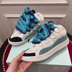Baskets de luxe Lanvine à lacets, tendance mode, avec doublure en maille respirante et empeigne en cuir véritable, chaussures décontractées pour la marche - Product Image 4