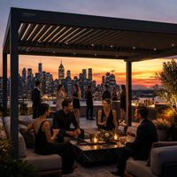 Pergola bioclimatique motorisée moderne de luxe en aluminium, à lames orientables, thermolaquée, rétractable, résistante aux intempéries, écologique, pour jardin