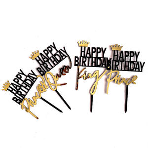 Usine <span class=keywords><strong>Pas</strong></span> <span class=keywords><strong>Cher</strong></span> Mini Couronne Acrylique Gâteau Topper Joyeux Anniversaire Double Couche Conception Roi Reine Prince Princesse pour Noël - Product Image 2