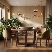 Ensemble de table et chaises de salle à manger en bois massif pour l'intérieur, structure en bois robuste, meubles pour la maison et l'hôtel