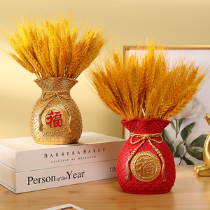 Sac cadeau de fleurs séchées en forme d'épi de blé porte-bonheur Master Gu, en résine, style chinois, décoration pour la maison, le bureau, l'entrée, le salon - Product Image 2