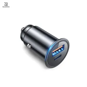 30W PD USB C Car Charger, Fast Power Charging Block Dual Port USB A & C Plug Cargador Carro Lighter Adapter for Phone