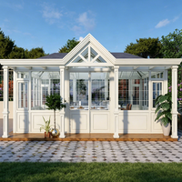 Véranda inclinée en aluminium moderne avec double vitrage trempé, couleur personnalisée, jardin d'hiver pour villa et patio