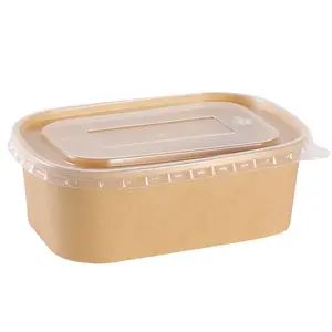 Thân thiện với môi container thực phẩm chất lượng cao hình chữ nhật màu trắng giấy Bát salad hộp giấy ăn trưa hộp