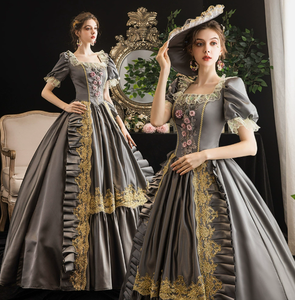 Drop Ship Custom Made quantité minimale de commande 1pc 18th Victorian <span class=keywords><strong>Marie</strong></span> <span class=keywords><strong>Antoinette</strong></span> Rococo Dress Ball Gown Women's Lace Costume Gray - Product Image 1