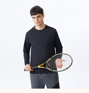 Maglietta all'ingrosso del prodotto di vendita caldo del poliestere della maglietta di alta qualità della maglietta degli uomini manica lunga foderata in pile - Product Image 2