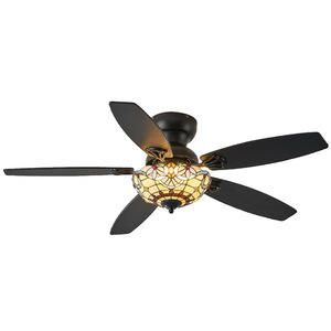 Ventilador de techo LED con luz, 5 aspas, control remoto, motor AC, cuerpo de lámpara de vidrio para sala de estar y dormitorio - Product Image 5