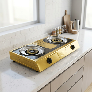 Table de cuisson à gaz double brûleur en acier inoxydable, portable, autonome, allumage manuel, facile à nettoyer, pour la maison, les restaurants et les hôtels - Product Image 1