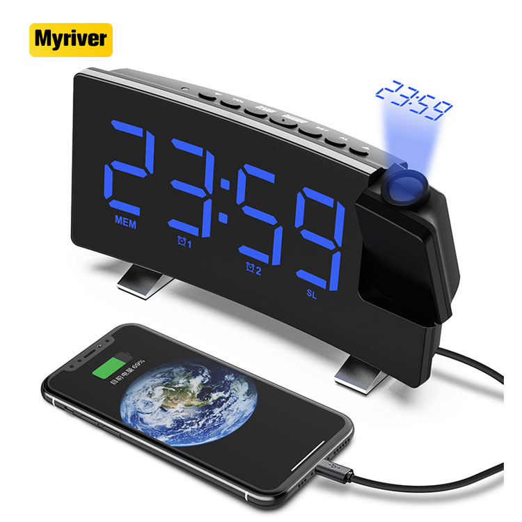 Myriver Digital Time Date And Temperature Are Displayed On The Same Screen Wooden Alarm Table Deak Clock