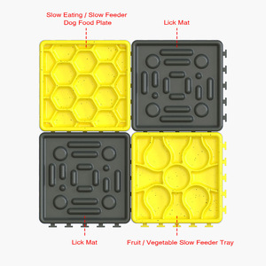 Alfombrillas de plástico para alimentación de mascotas 4 en 1, antideslizantes, de alimentación lenta, para perros, gatos, animales pequeños, uso en interiores, multifunción, fáciles de limpiar, impermeables - Product Image 4