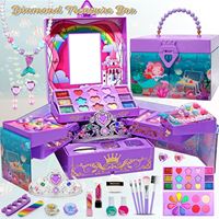 Boîte cadeau d'anniversaire pour filles, jeu de maquillage, d'art des ongles et de beauté pour enfants en plastique, accessoires, couronne, sirène, princesse