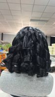 Perruque synthétique 14 pouces à ondulations rebondissantes et bouclées avec bandeau, petites boucles moelleuses, résistante à la chaleur, pour femmes noires africaines, en fibre, pas chère