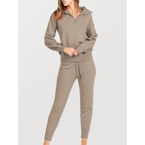 Conjunto de Dos Piezas para Mujer, Suéter de Punto y Pantalones Jogger, Cuello Marinero, Manga Larga, Estilo Casual Otoñal, Transpirable - Product Image 3