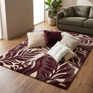 Tapis à feuilles tropicales colorées tufté à la main – Tapis à motifs floraux botaniques multicolores pour salon, chambre et décoration intérieure - Product Image 4