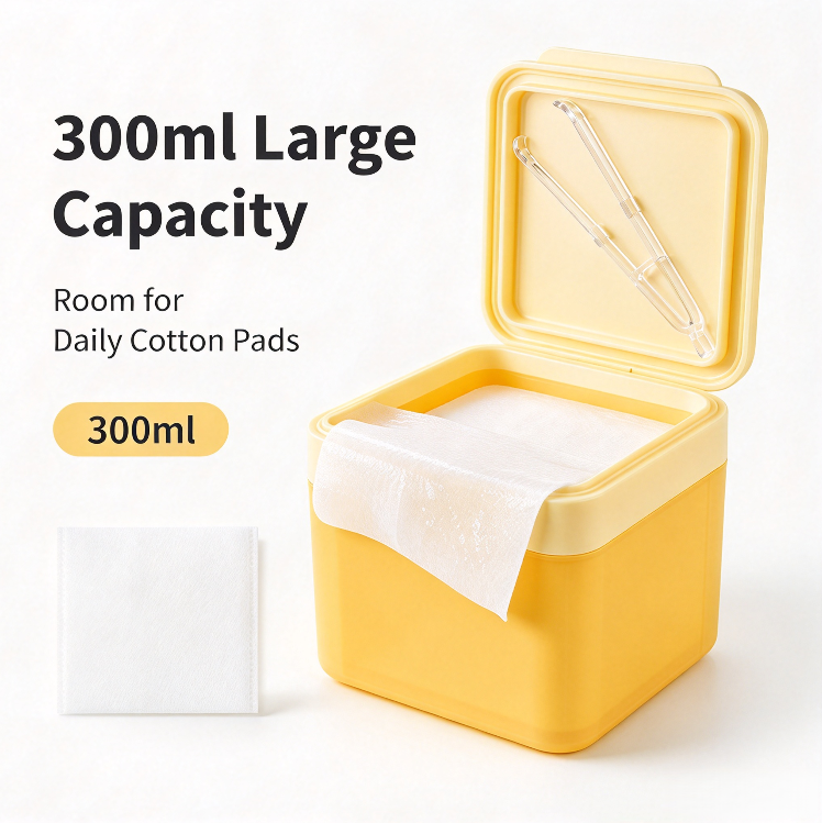 Sample Order Pad 300ml PP Cotton Pad Storage Box Cosmetic Cotton Wipes Container With ...