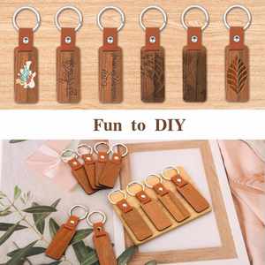 Porte-clés en bois personnalisé, écologique et durable, gravure laser du logo, cadeau promotionnel vierge en gros - Product Image 4